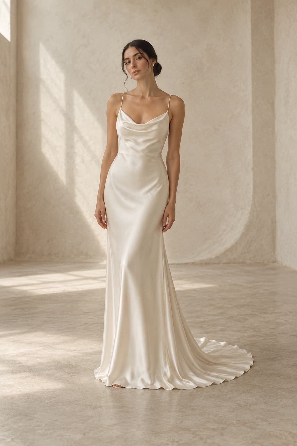 Sade saten slip gelinlik